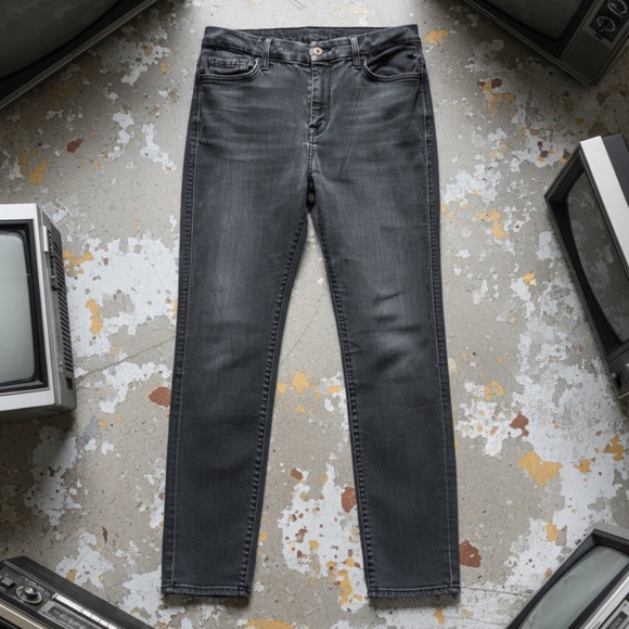 7 For All Mankind High Waist Ankle Skinny Jeans Grey - Picture 1 of 13